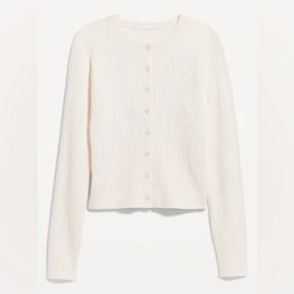 Old Navy So Soft Cable Knit Cropped Cardigan Sweater NWT L - Picture 2 of 3